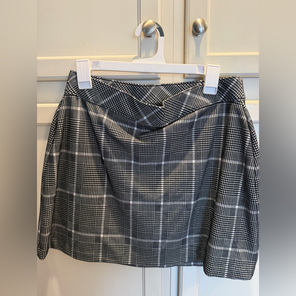 SPANX Black and White Checkered Mini Skirt